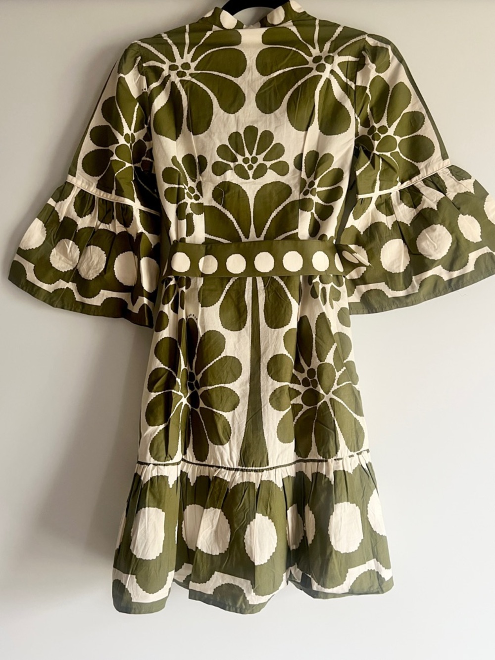 FARM Rio Off-White Green Palermo Belted Organic Cotton Mini Dress Size XXS NWT - Picture 4 of 14